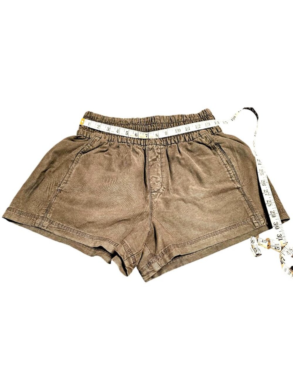 Aerie Women's XS Gray High-Waisted Cotton Lyocell Smocked Waist Shorts With Pock - Picture 9 of 11